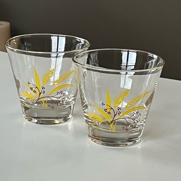 VTG Autumn Gold Homer Laughlin glasses for Century Service 1950s DOF set/2 - Picture 2 of 11